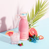 Pink Portable Blender with Fresh Grapefruit and Berries Smoothie