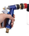 Ergonomic Blue Handle Design of Zalviro Car Wash Spray Gun - Durable Metal Trigger for Controlled Water Pressure.