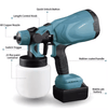 Sleek side profile perspective of the ergonomic teal blue portable spray gun showcasing the attached bottom fluid container and detachable battery base from Zalviro.