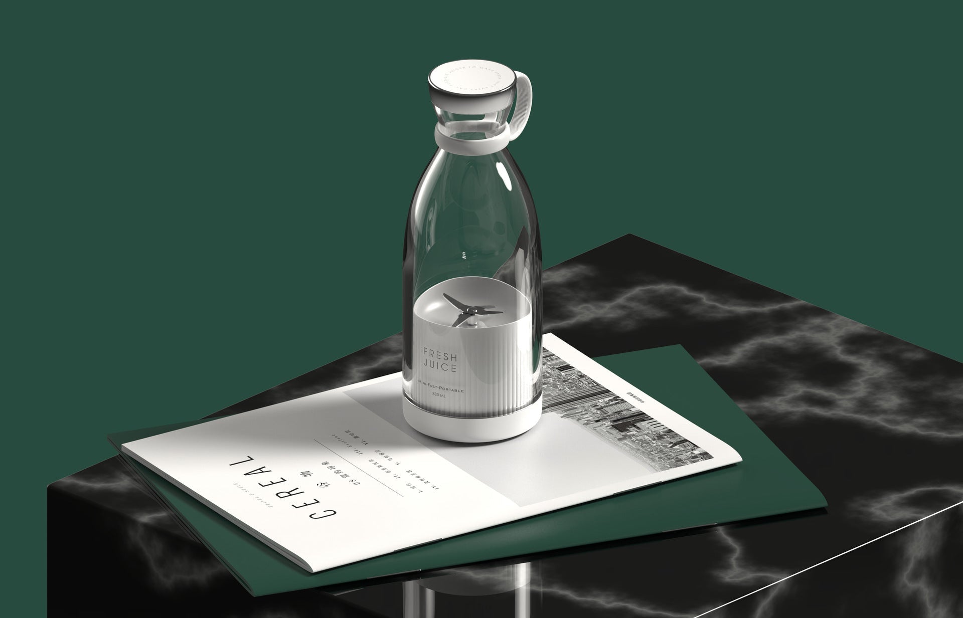 Portable Electric Juicer Bottle on Modern Marble Desk - Zalviro