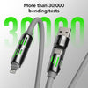 High-performance 240W multi-charging cable showing extreme flexibility and strength after 30,000+ stress tests.