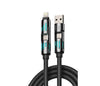 Sleek dual-connector design of the 4-in-1 cable, compatible with iPhone, Android, and MacBook for universal charging in the UAE.