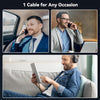 Multi-purpose charging cable being used in a car, office, and home – One cable for all your devices by Zalviro.