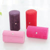 Four Piece Selection Panel Showcasing Elegant Purple Soft Pink Hot Pink and Crimson Red Cylinder Velvet Organizers