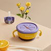 Premium Baby care Multi Functional Feeding Bowl in Yellow Base paired with Deep Purple Spill Proof Snack Petal Lid