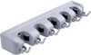 Grey 5-Slot Broom Organizer with 6 Hooks - Durable Non-Slip Grips for Secure Tool Holding.