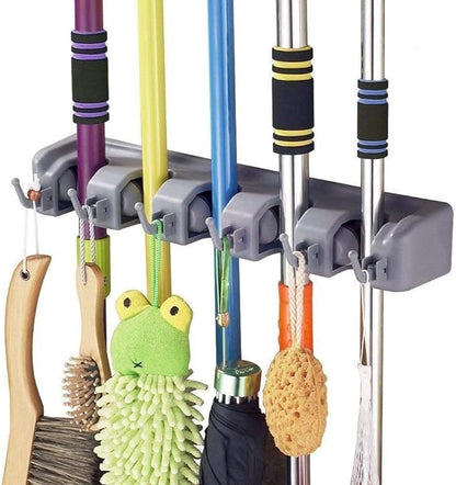 Zalviro Wall Mounted Broom and Mop Holder - Heavy Duty Storage Organizer for Cleaning Tools and Toiletries.