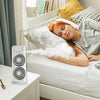 "Intense cooling mist being released from the dual nozzles of the Zalviro fan, designed for maximum airflow and skin hydration."