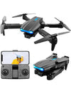 Clean layout showcasing the dual camera placement, dedicated controller toggles, and the aerodynamic structure of the black version drone.