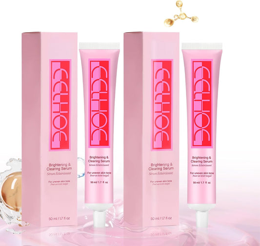 Zalviro Eelhoe Brightening and Clearing Serum Pink Tubes with Matching Luxury Outer Carton Packaging on Water Splash Effect