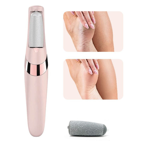Zalviro Electric Foot Callus Remover in Pastel Pink and Rose Gold Accents with Coarse Replacement Roller Head
