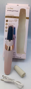 Warehouse Product Verification Photo Displaying Single Pink Electric Foot File Machine with White USB Power Cord