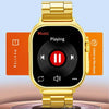 Sophisticated gold smart watch worn on wrist, showcasing a bold tech-fashion statement for men - Zalviro.