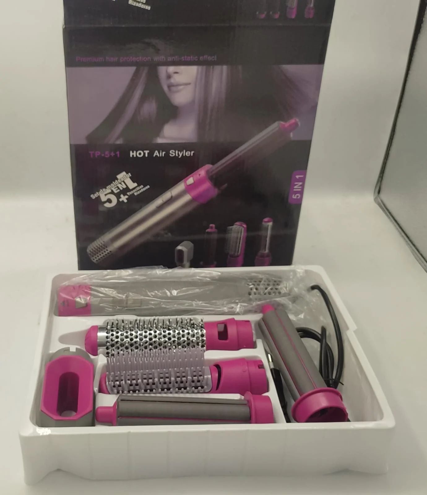 Unboxing View Showing All 5-in-1 Hair Styler Accessories in Box - Zalviro Click