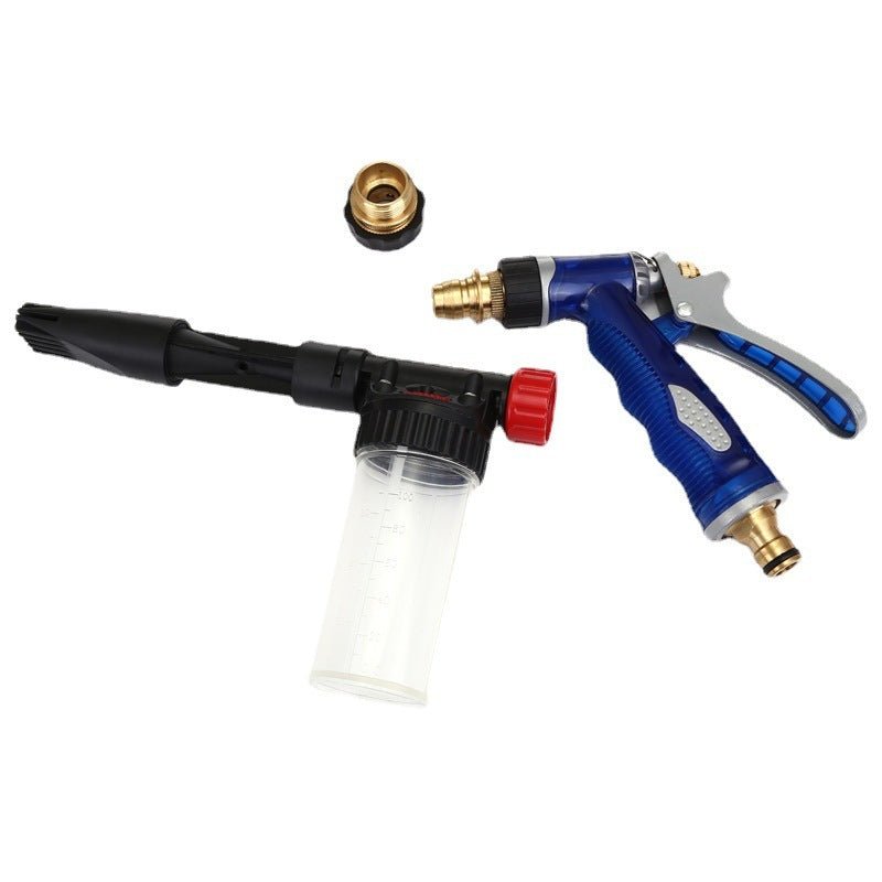 Zalviro Multifunctional High-Pressure Foam Car Wash Water Gun - Complete Set with Soap Dispenser Bottle and Brass Connectors.