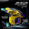 Mechanical Blueprint Diagram Explaining One Button Disassembly Architecture of Purple and Yellow Tracking Gun Controller