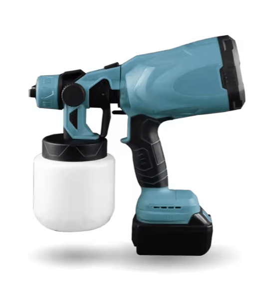 Advanced high-pressure cordless paint sprayer diagram highlighting its precision copper nozzle components and adjustable pattern controls on a premium Zalviro gadget interface.