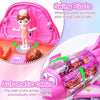 Graphic illustration showcasing the internal rotating gear features inside the pink jet liner.