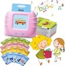 Zalviro – Detailed graphic layout showing the pink electronic card reader unit surrounded by multiple category learning card sets.