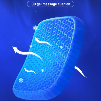 Zalviro Premium Silicone Ice Gel Breathable Car Seat Cushion Featuring Blue Honeycomb Grid Pattern With Airflow And Snowflake Icons