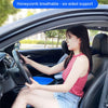 Female Model Comfortably Driving A Vehicle While Seated On The Blue Silicone Honeycomb Cooling Cushion