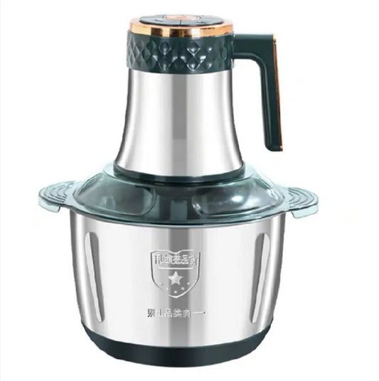 Zalviro Stainless Steel Electric Food Chopper - Large Capacity Professional Meat Grinder with High-Speed Motor and Portable Handle.