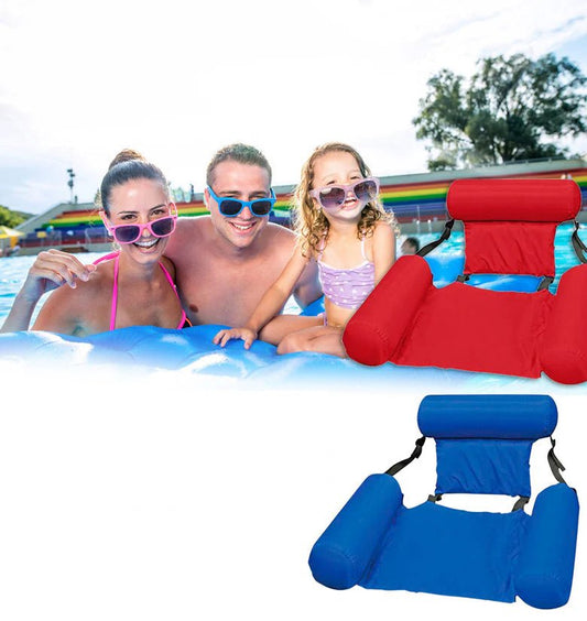Family enjoying the summer with Zalviro’s inflatable water hammocks, perfect for luxury pool parties and beach days in Dubai.