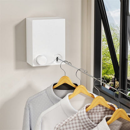 Zalviro Wall-Mounted Telescopic Clothesline - Indoor Retractable Clothes Drying Rope with Heavy-Duty Steel Wire for Laundry.