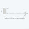 Technical Size Diagram of Zalviro Telescopic Clothesline - Showing Compact Housing Dimensions and Maximum 4.2m Extension.